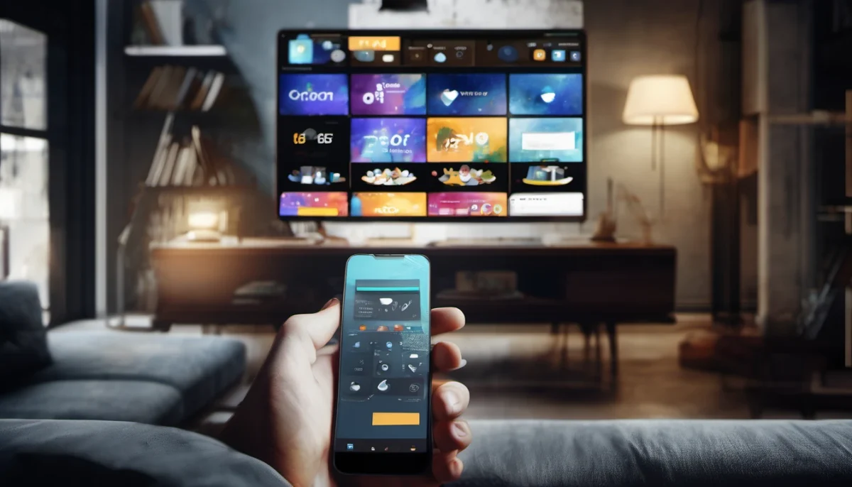 User watching live TV and on-demand movies using one of the best IPTV services on a Smart TV.